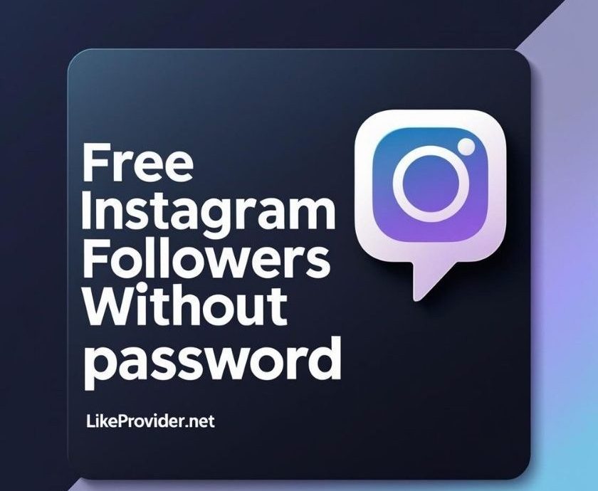 Banner image showing “Free Instagram Followers Without Password” with Instagram icon and gradient background — created for blog.likeprovider.net