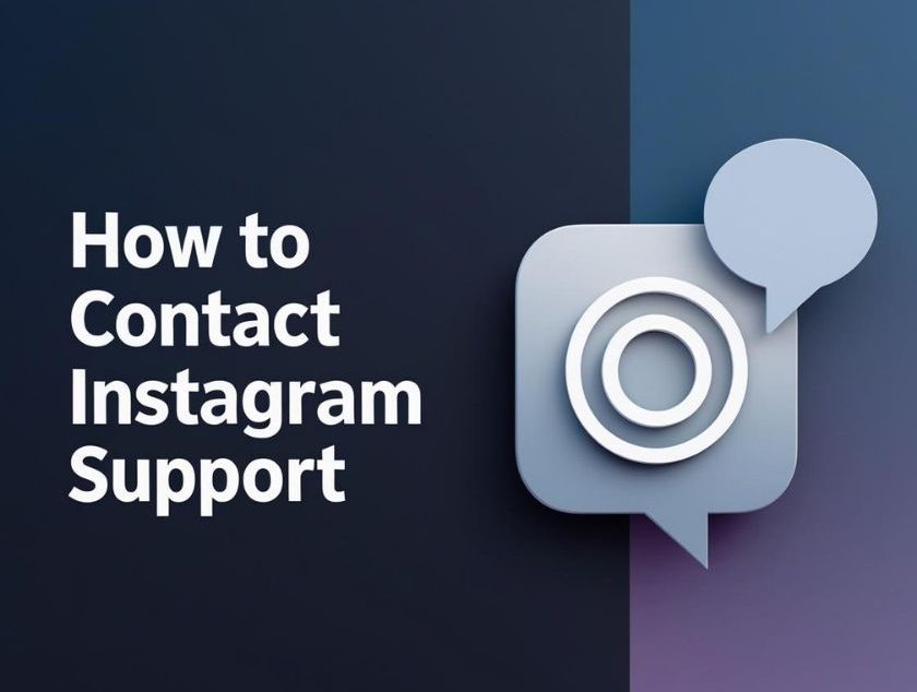 Instagram support help icon with contact guide text for user assistance.