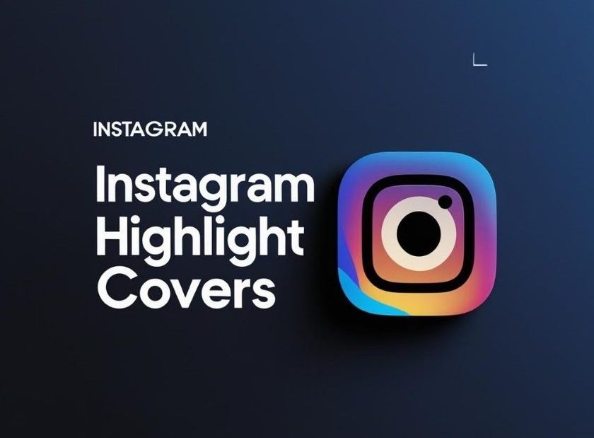 Modern Instagram highlight covers on phone screen, featuring minimalist and aesthetic icons, with likeprovider.net branding below.
