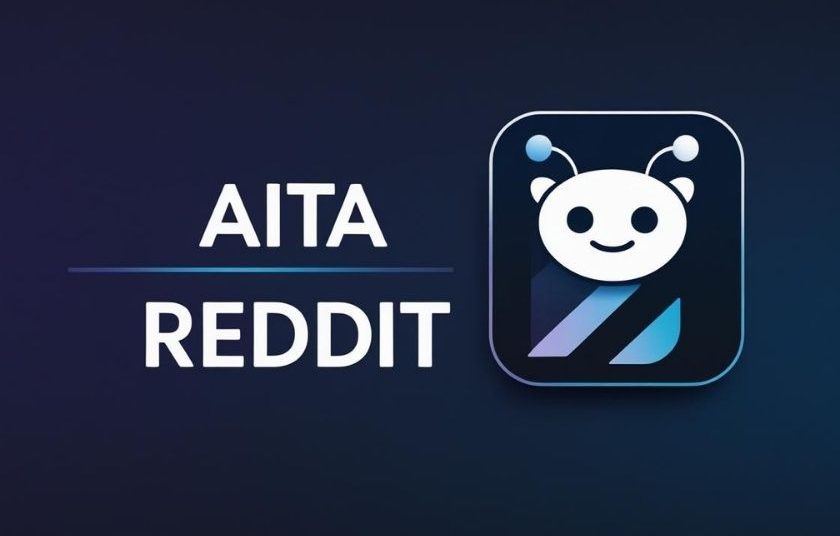 AITA Reddit logo on a dark blue background, representing anonymous user judgments and trending stories