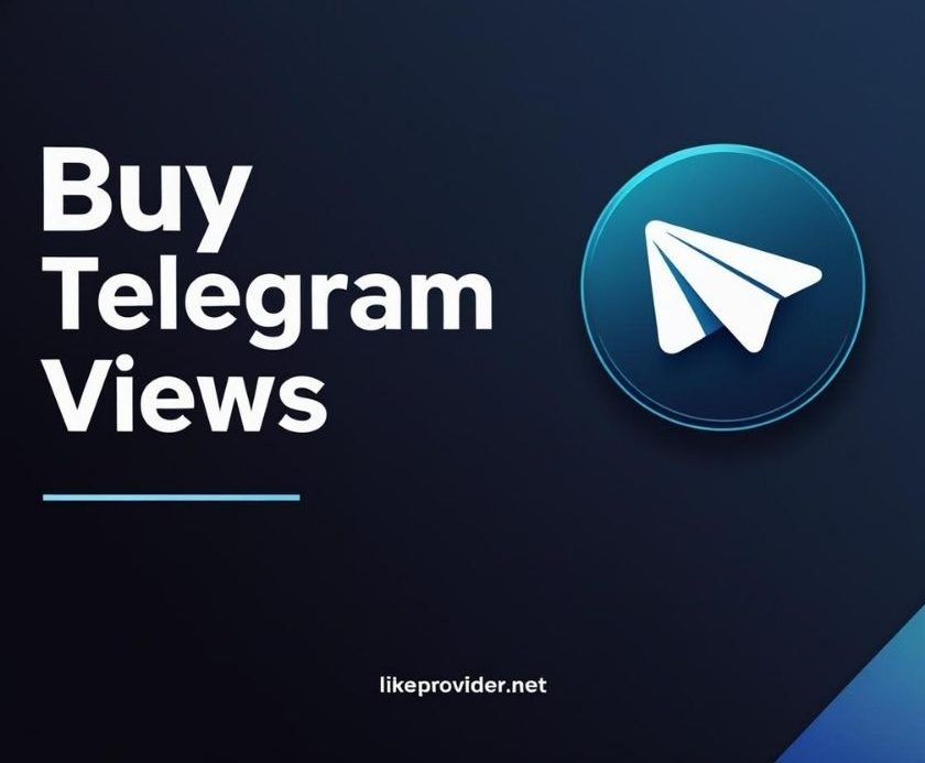 Telegram logo on dark background with "Buy Telegram Views" title for social media marketing in 2025.