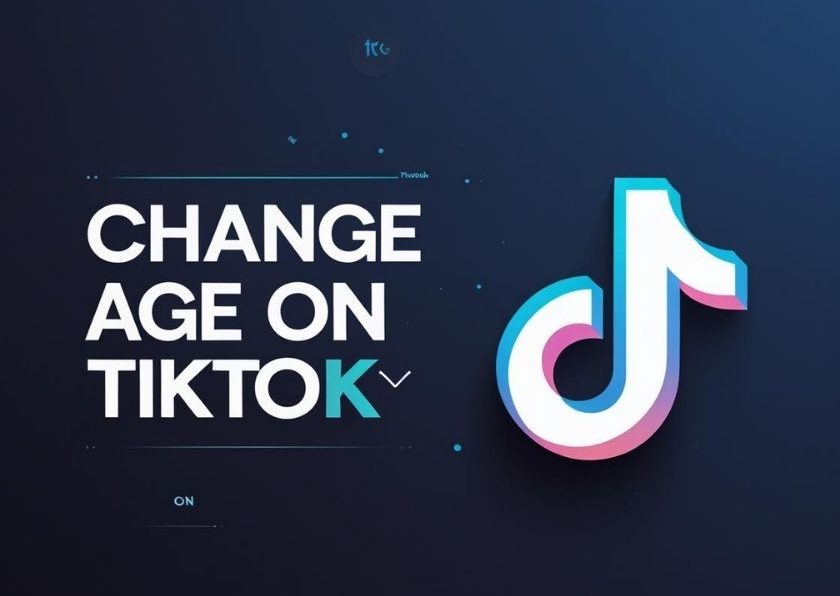 Change Age on TikTok screen with TikTok logo on a dark background