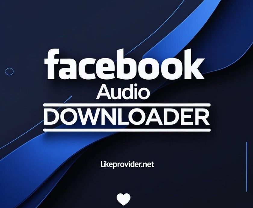 facebook audio downloader logo with bold text and dark background for blog post