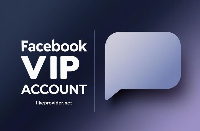 Banner image showing Facebook VIP Account text with chat bubble icon and likeprovider.net branding
