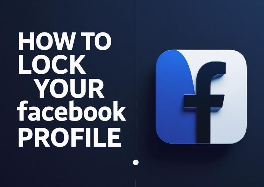 Facebook profile lock icon with a blue background, representing the feature to secure and restrict access to a Facebook user's profile.