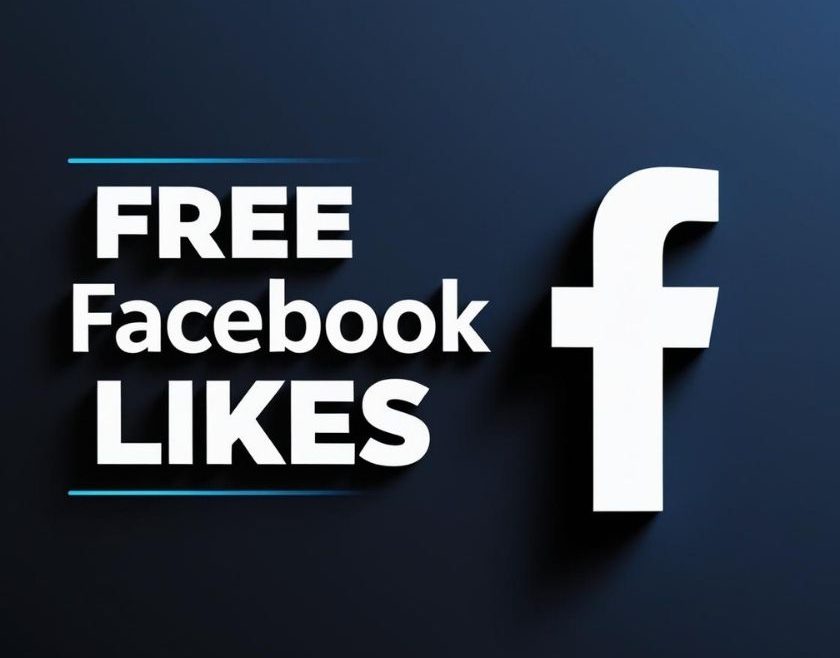 A promotional banner image showing the text “Free Facebook Likes” with a large Facebook-style “F” icon on a dark background, designed for a 2025 social media growth guide.