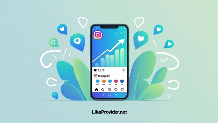 Illustration of Instagram growth and engagement showing "free instagram followers instagram" strategy - likeprovider.net
