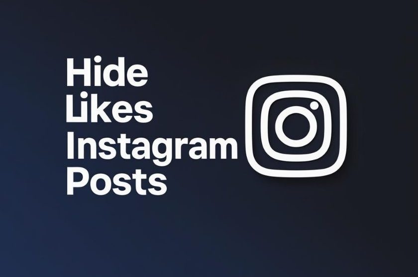 How to hide likes on Instagram posts – concept visual with dark background and white text
