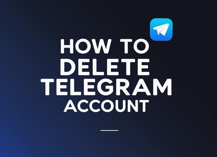 How to delete Telegram account – featured banner image showing bold text and a tech-themed background with Telegram branding.