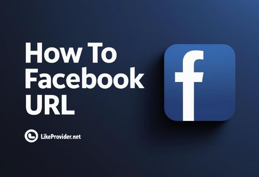 How to find my Facebook URL visual with Facebook logo and profile link icon