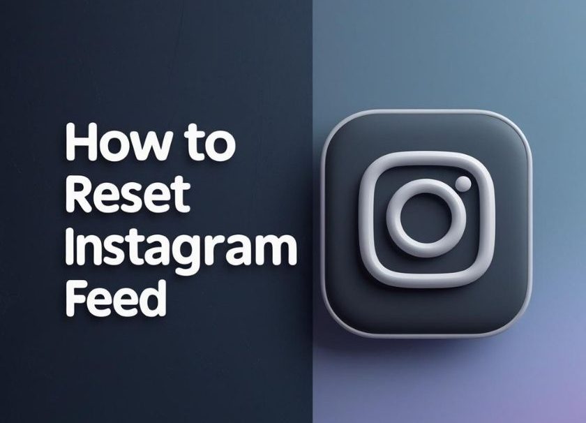 How to reset Instagram feed illustration with app icon – 2025 social media refresh guide