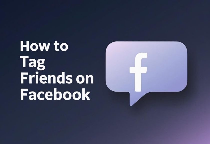 How to tag friends on Facebook tutorial banner with Facebook icon – 2025 guide