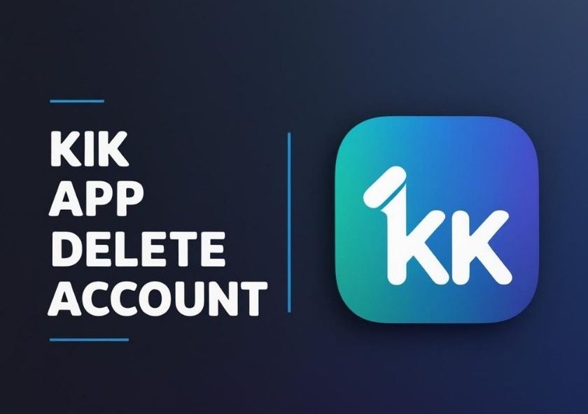 Kik app delete account guide cover image with Kik logo and dark background