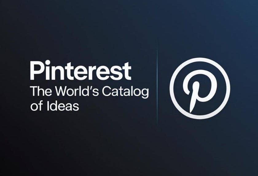 Pinterest catalog banner representing the concept of "Pinterest the world's catalog of ideas" with minimalist design and soft color tones.
