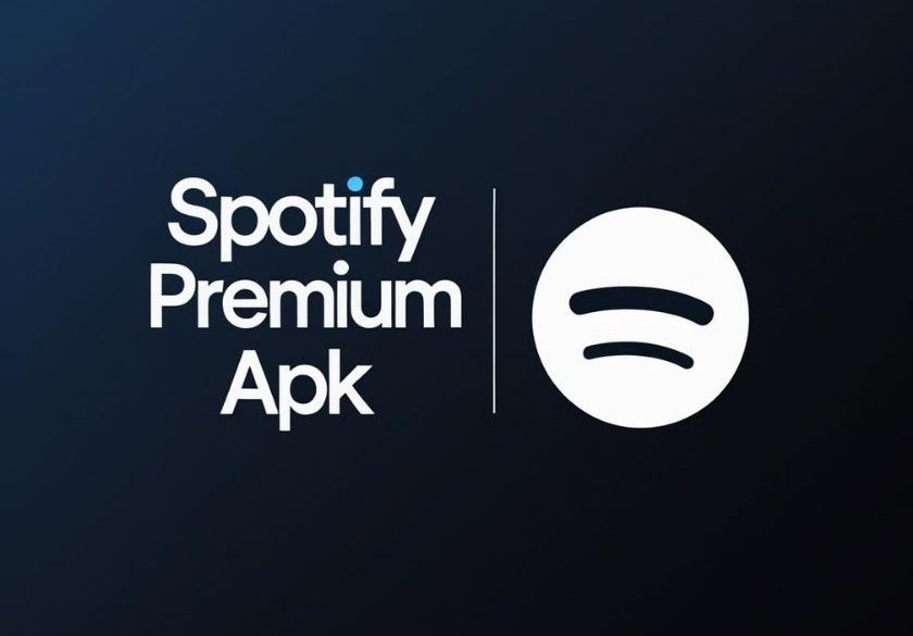 Illustration of Spotify Premium APK concept in 2025, showing a music app interface and warning symbol to represent risks and legal alternatives.