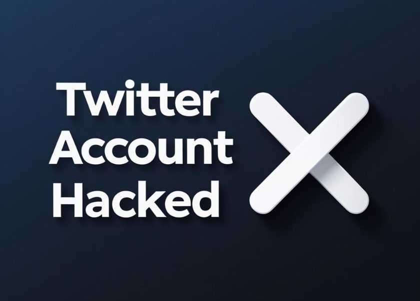 Six-step infographic showing how to recover a hacked Twitter account, including password reset, email verification, identity confirmation, securing account, and enabling two-factor authentication.