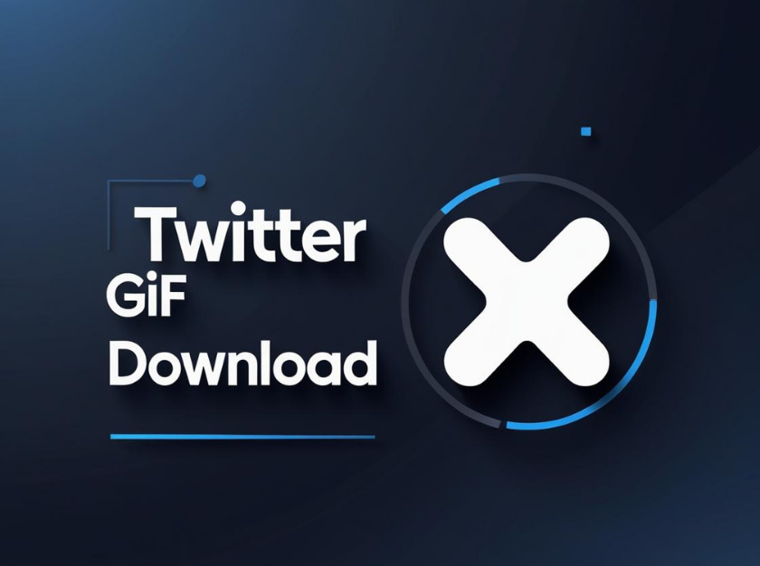 Twitter GIF Downloader - Save any GIF from Twitter instantly and easily. Blue background with Twitter logo and download icon.