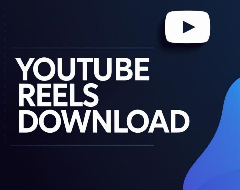 A banner image titled "YouTube Reels Download" showing a download icon and bold typography on a modern gradient background.