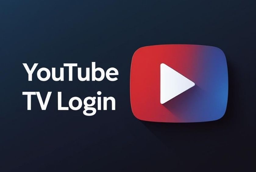 YouTube TV login interface showing the login screen for accessing live channels and on-demand shows.