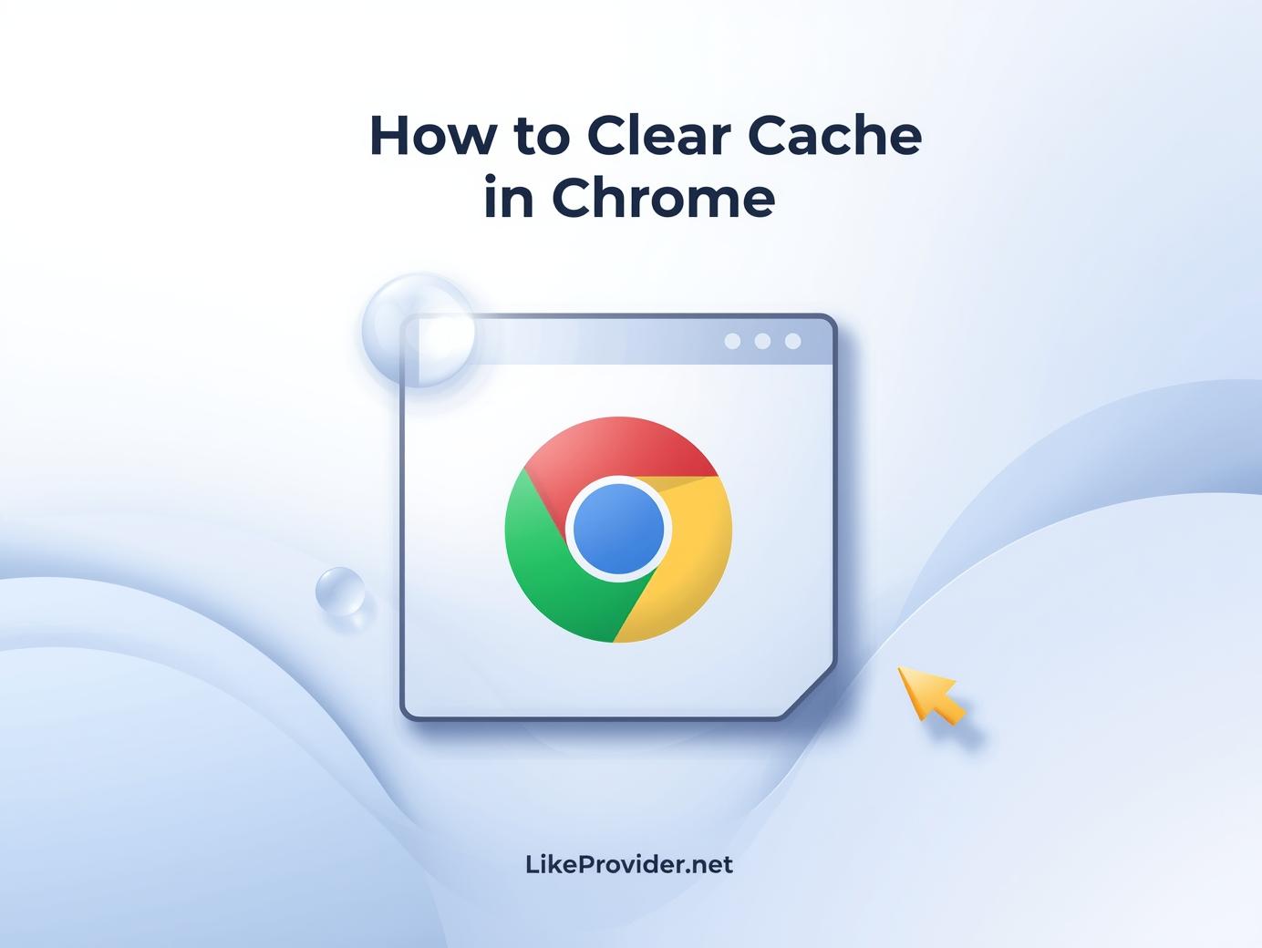 How to clear cache in Chrome illustrated banner showing Chrome logo and refresh icon in a clean modern style.