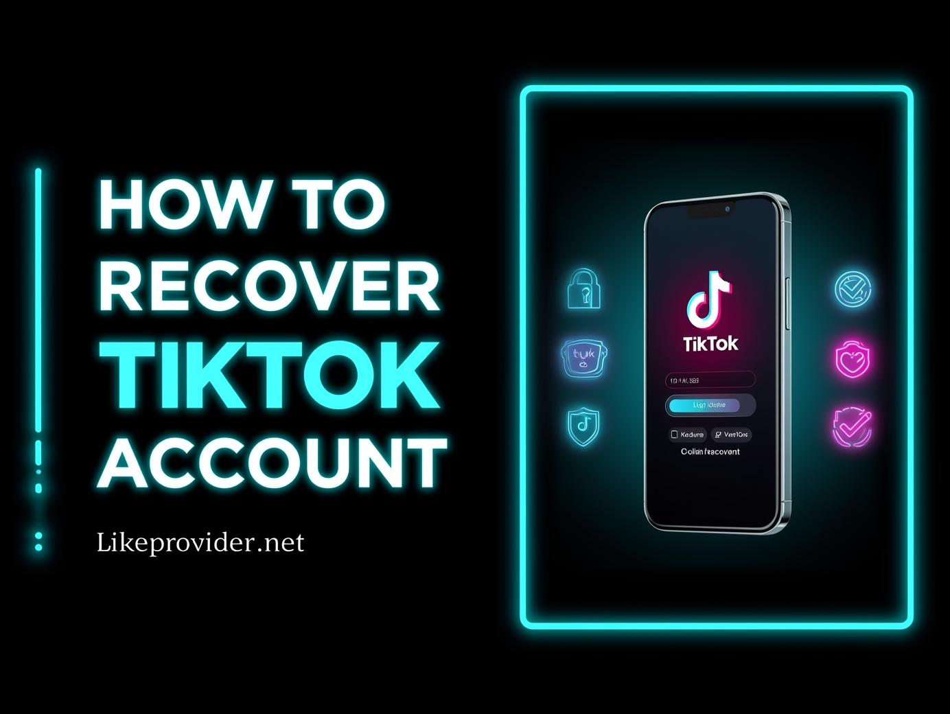 How to recover TikTok account banner showing TikTok login screen and recovery icons