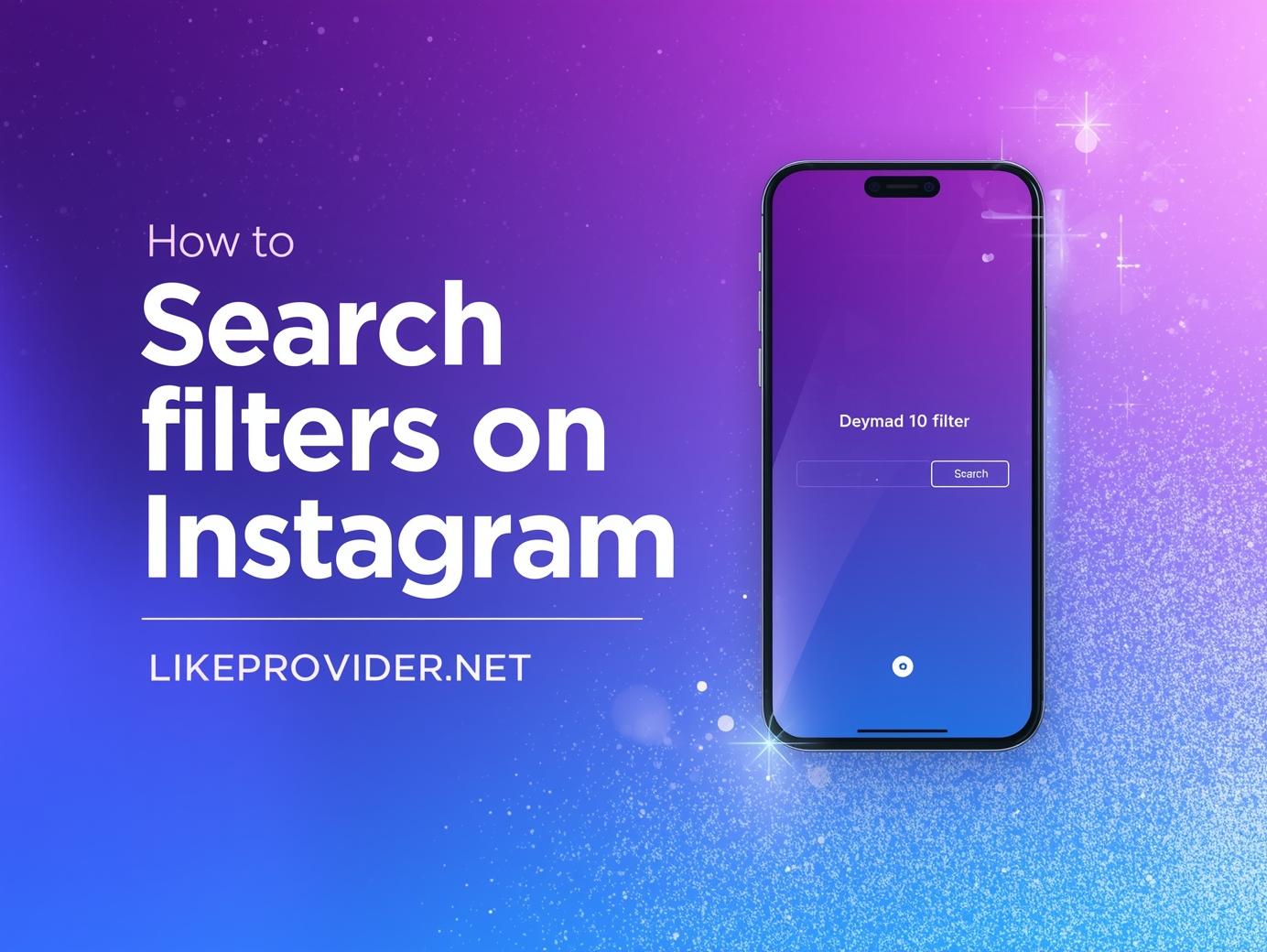 how to search filters on Instagram tutorial banner showing a smartphone and filter search interface